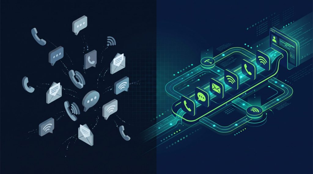 Comparação entre canais isolados e uma operação omnichannel unificada